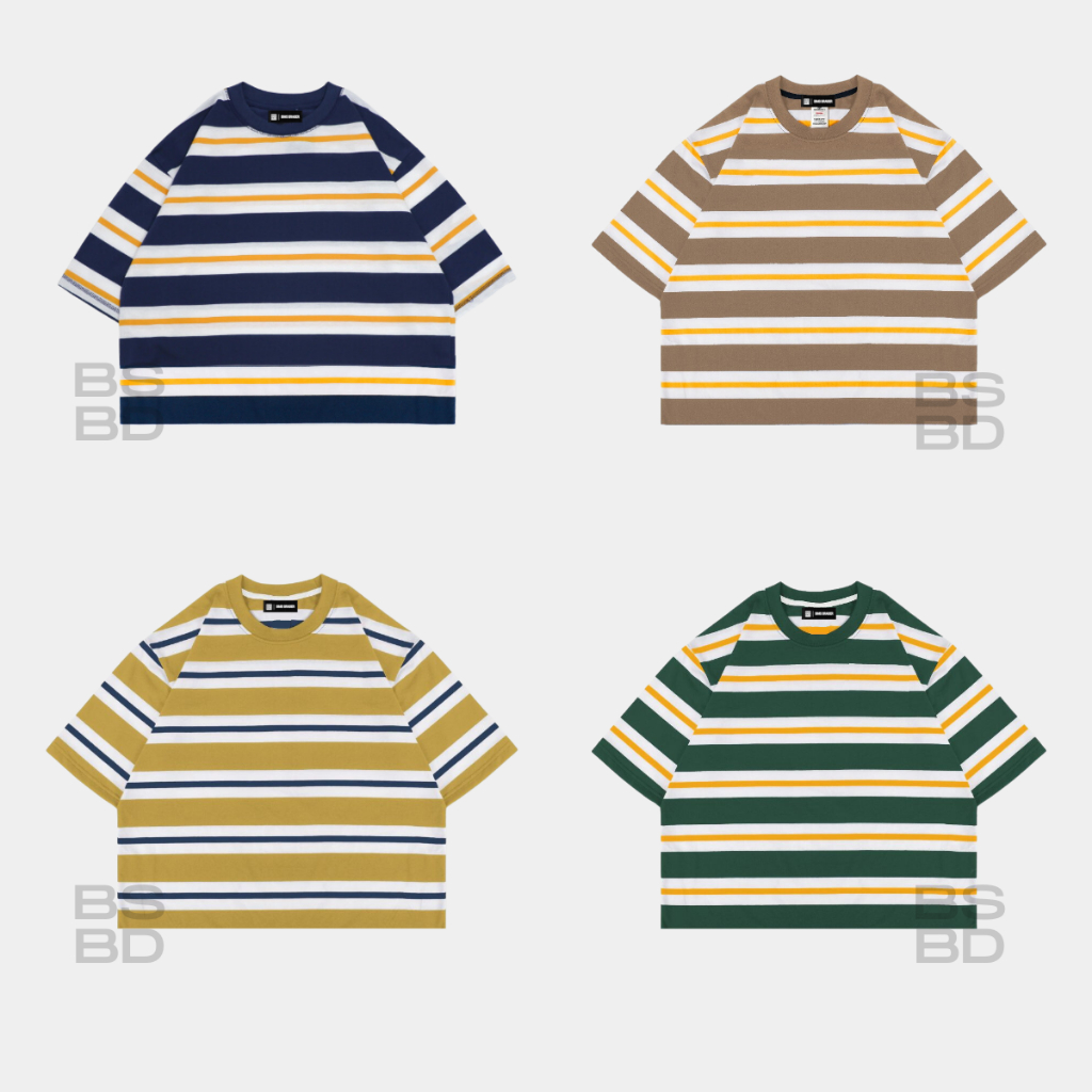 เสื้อยืด CROP STRIPE 24s COTTON DISTRO UNISEX OVERSIZED ผู้ชายผู้หญิง