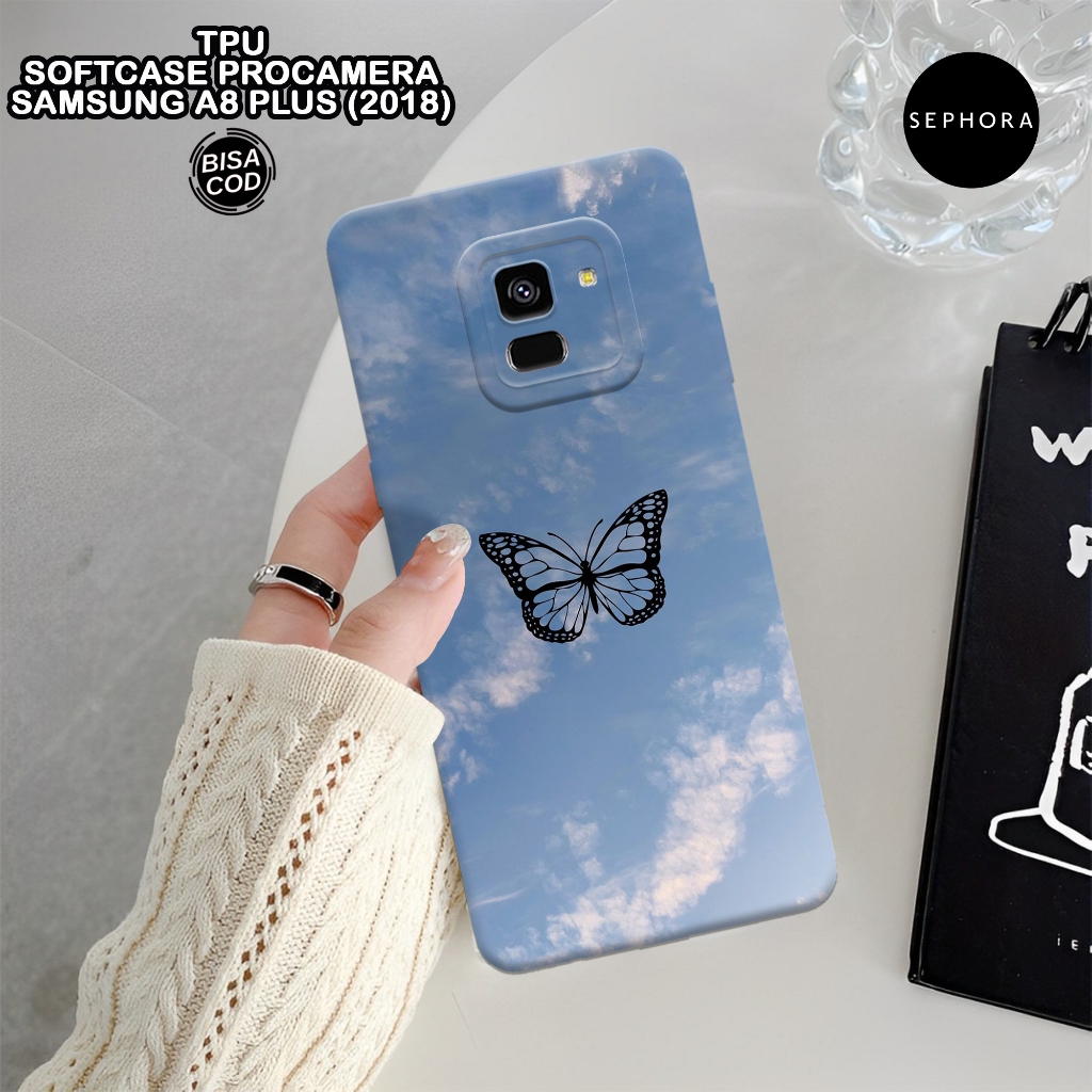 HP Softcase Samsung A8 Plus 2018 - เคสผีเสื้อแฟชั่น - เคส Samsung A8 Plus 2018 - เคส Pro - เคส Samsu