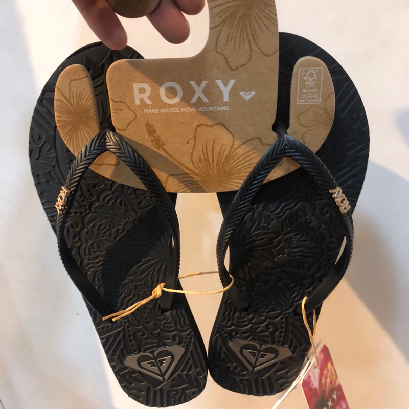 Roxy original รองเท้าแตะผู้หญิง antilles ii รองเท้าแตะสีดําใหม่