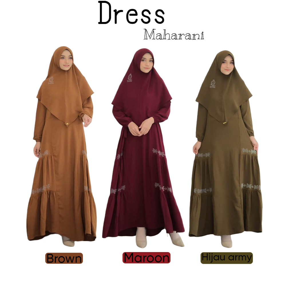 ใหม่ล่าสุด KRINKLE HIJAB GAMIS SET/MAHARANI SYARI HIJAB DRESS SET BY ZAHIN