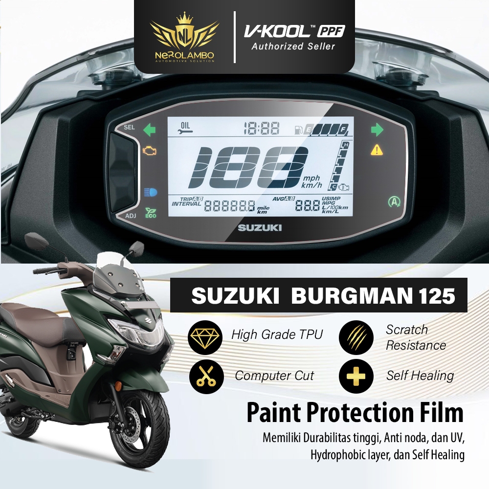 VKOOL PPF มาตรวัดความเร็ว Anti Sunburn Suzuki Burgman Street 125 | Nero Lambo อย่างเป็นทางการ