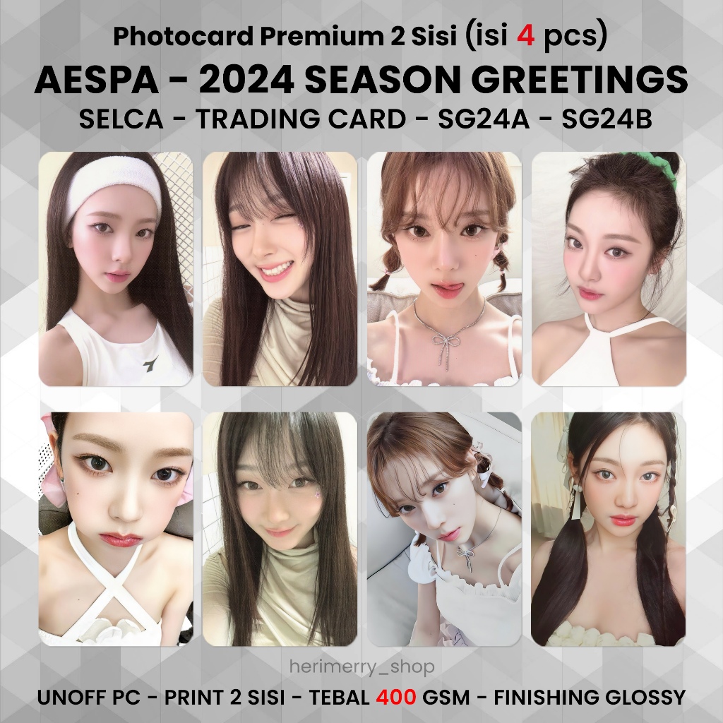 (CONTENDTS Of 4 ชิ้น) AESPA Photocard 2024 ซีซั่นโปรด 2025 - โฟโต้การ์ดพีซีระดับพรีเมียม 2 ด้าน Kpop Card Merch Unofficial