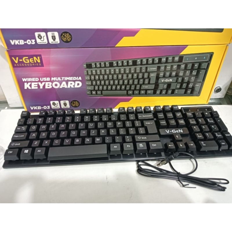 V-GEN VKB-03 มัลติมีเดีย USB แบบมีสาย KERBOARD