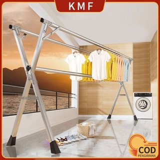 (COD) Jemuran Baju Lipat Stainless Steel  Portable Stainles Gantungan Baju Jemuran Pakaian Anti Karat Kuat Tempat Jemuran Baju
