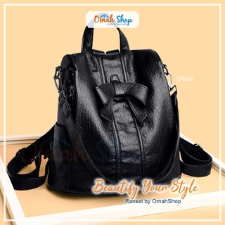 ASTA Tas Ransel Wanita Shoulder Bag Import Dua Tali Backpack Kuliah Kerja Kulit Sintetis Premium 3 Ruang Anti Maling sekolah