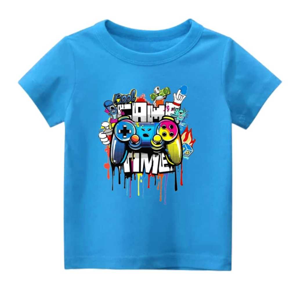 เสื้อยืดเด็กชาย เสื้อแขนสั้น เสื้อผ้าเด็ก P5kidzstore Game Time Motif 1-10 Years