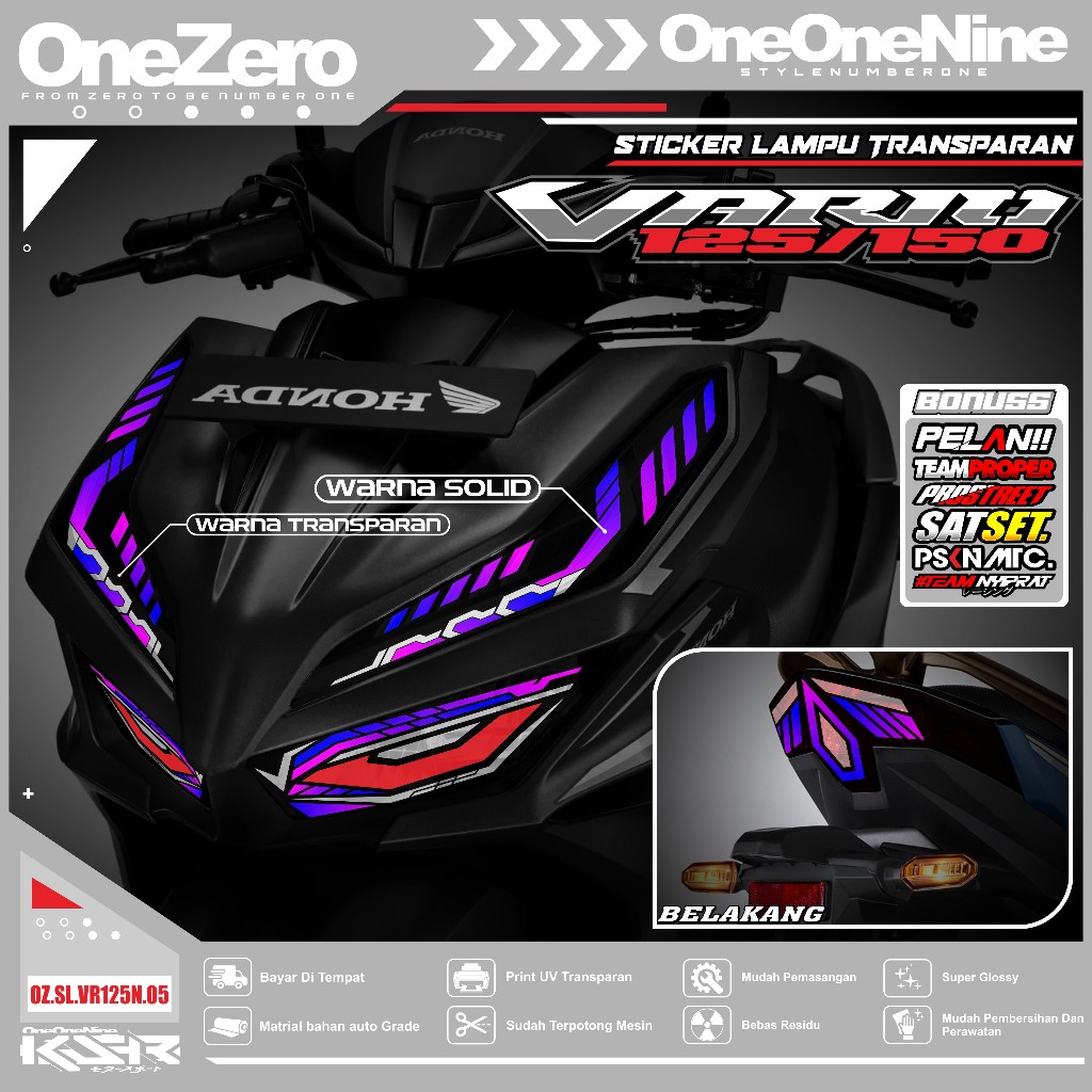 Vario 125 /150 ไฟคิ้วรถจักรยานยนต์ Variation สติกเกอร์ TN Free Sticker.05