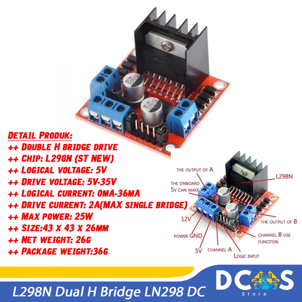 L298N Dual H Bridge LN298 DC Stepper Motor Drive Controller Arduino