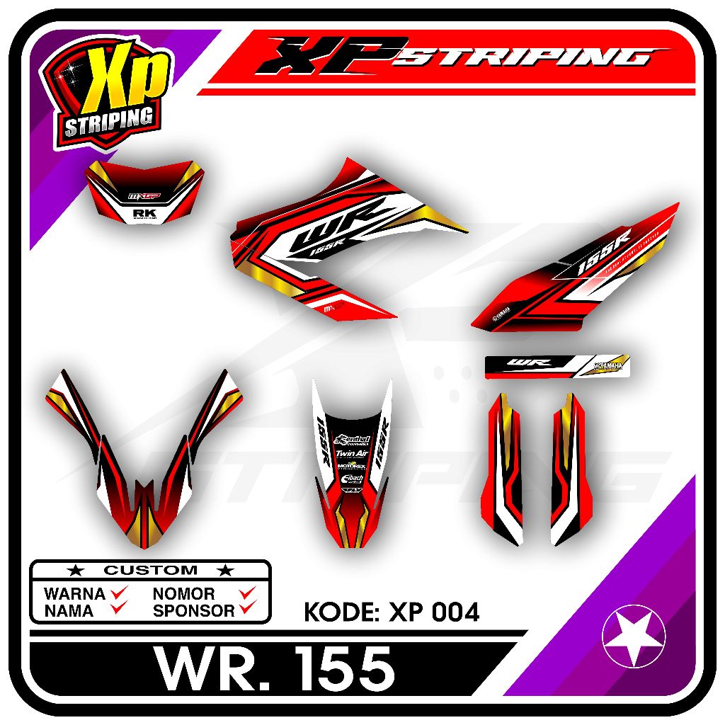 Yamaha WR 155 Striping - Yamaha WR 155 Striping Sticker Racing Design XP.04