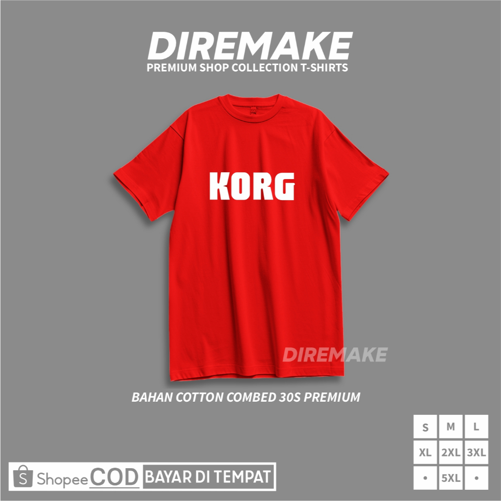 Kaos Casual Unisex Korg Music Keyboard Chili Red T-shirt - Diremake