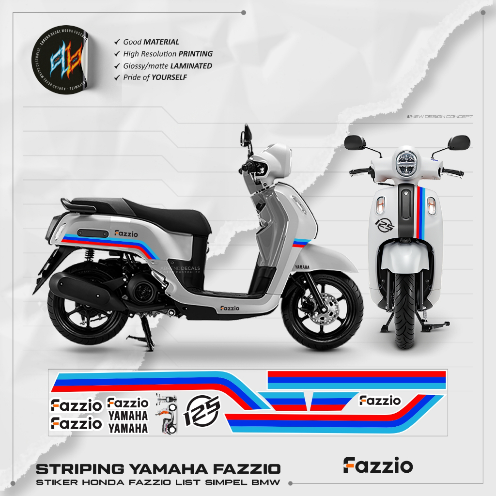 Striping YAMAHA FAZZIO LIST Simple BMW Minimalist/โปร่งใสกราฟิก FAZZIO สติกเกอร์/สต็อก DECAL