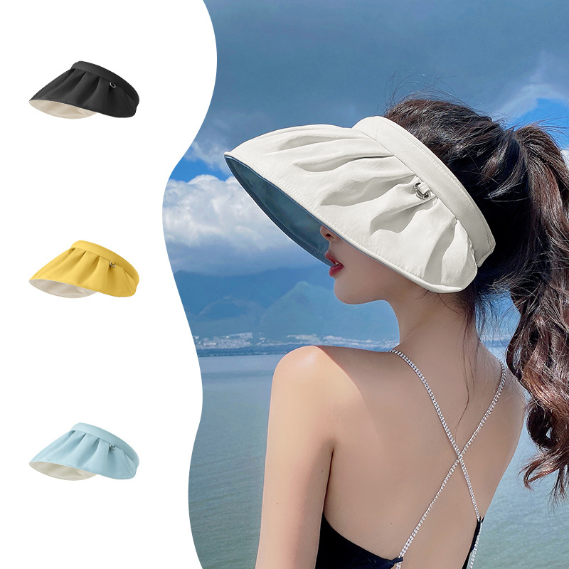 ผู้หญิง Anti UV Beach Visor หมวก Anti UV หมวกชายหาดผู้หญิง Sun Visor หมวกกันน้ําพับได้