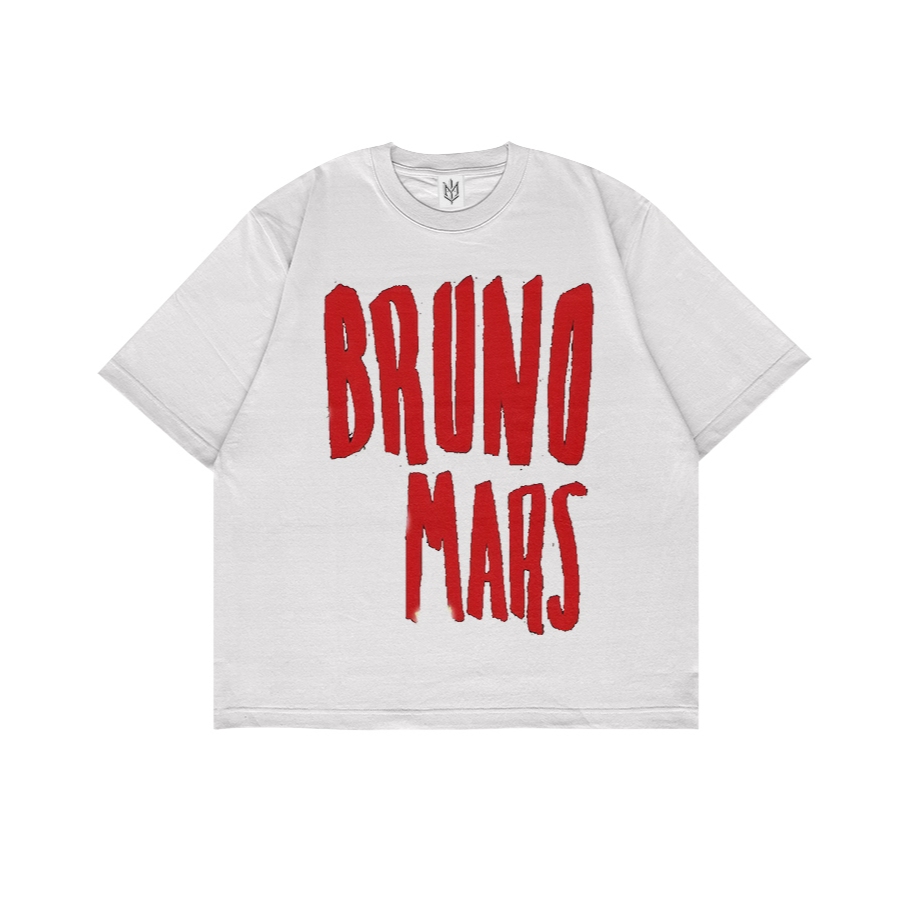 เสื้อยืด MERAH BRUNO MARS RED FONT | เสื้อยืด OVERSIZE สีขาวสไตล์ Y2K VINTAGE BOOTLEG GRUNGE | ผู้ชา