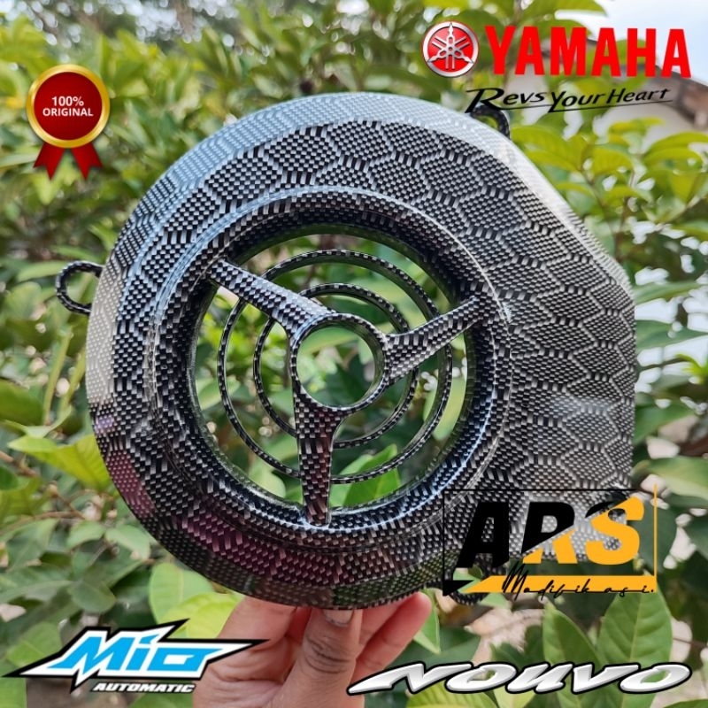 ฝาครอบฝาปิดพัดลมคาร์บอนลายหกเหลี่ยม WTP Mio Karbu ดั้งเดิม