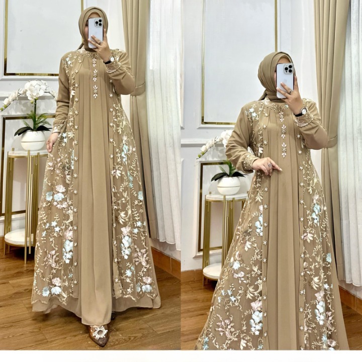ล่าสุดผู้หญิง Gamis ชุด Misela ชุด BO ขนาด ML XL XXL LD 100-120 CM PB 140 CM วัสดุ Brukat หรือ Tille ปักนูนสีพรีเมี่ยม Elegant Luxury Party Robe ล่าสุด Jumbo Premium Brocade วัยรุ่นชุดสตรีเกาหลีร่วมสมัย สไตล์สไตล์สไตล์สไตล์