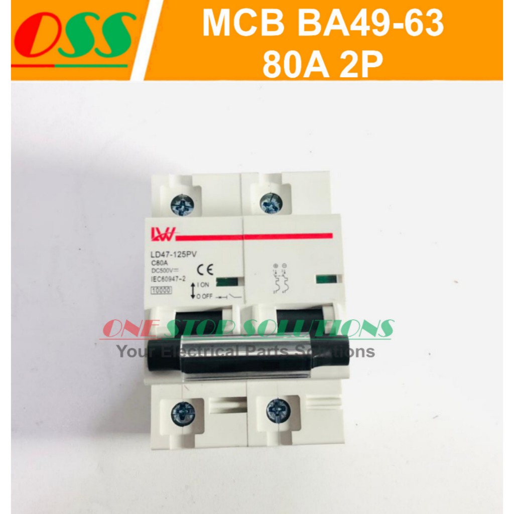 CIRCUIT BREAKER MCB DC 2P 80A BA49-63 LD47-125A PV