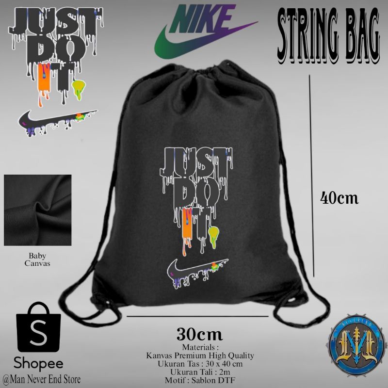 Nike Just Do It Distro Motif ผ้าใบหนา Drawstring Bag/Modern Drawstring School Bag Baby Canvas Premiu