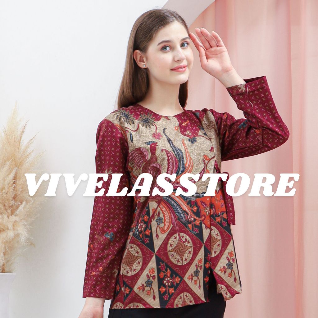 เสื้อบาติก BLOUSE WITH BALLOON SLEEVES SIZE (ML XL XXL) - เสื้อสํานักงานผู้หญิงผู้ใหญ่