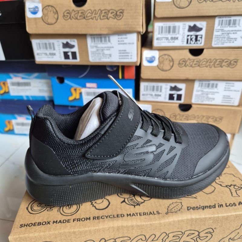 Hitam รองเท้าผ้าใบเด็ก Skechers Microspec Texlor | รองเท้านักเรียนเด็ก-สีดํา| รองเท้าผ้าใบเด็ก รองเท