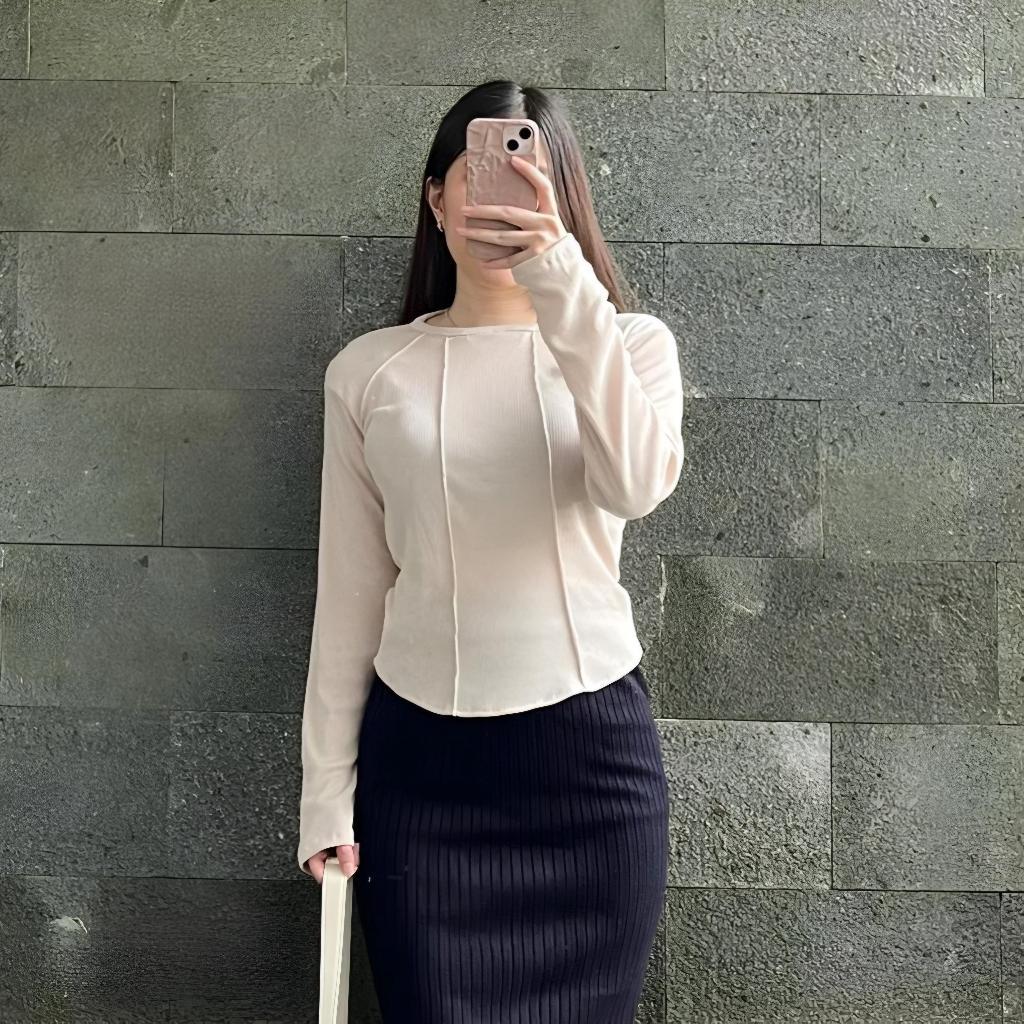 Zoey Basic Rib Knit Crop Top Blouse สําหรับผู้หญิง