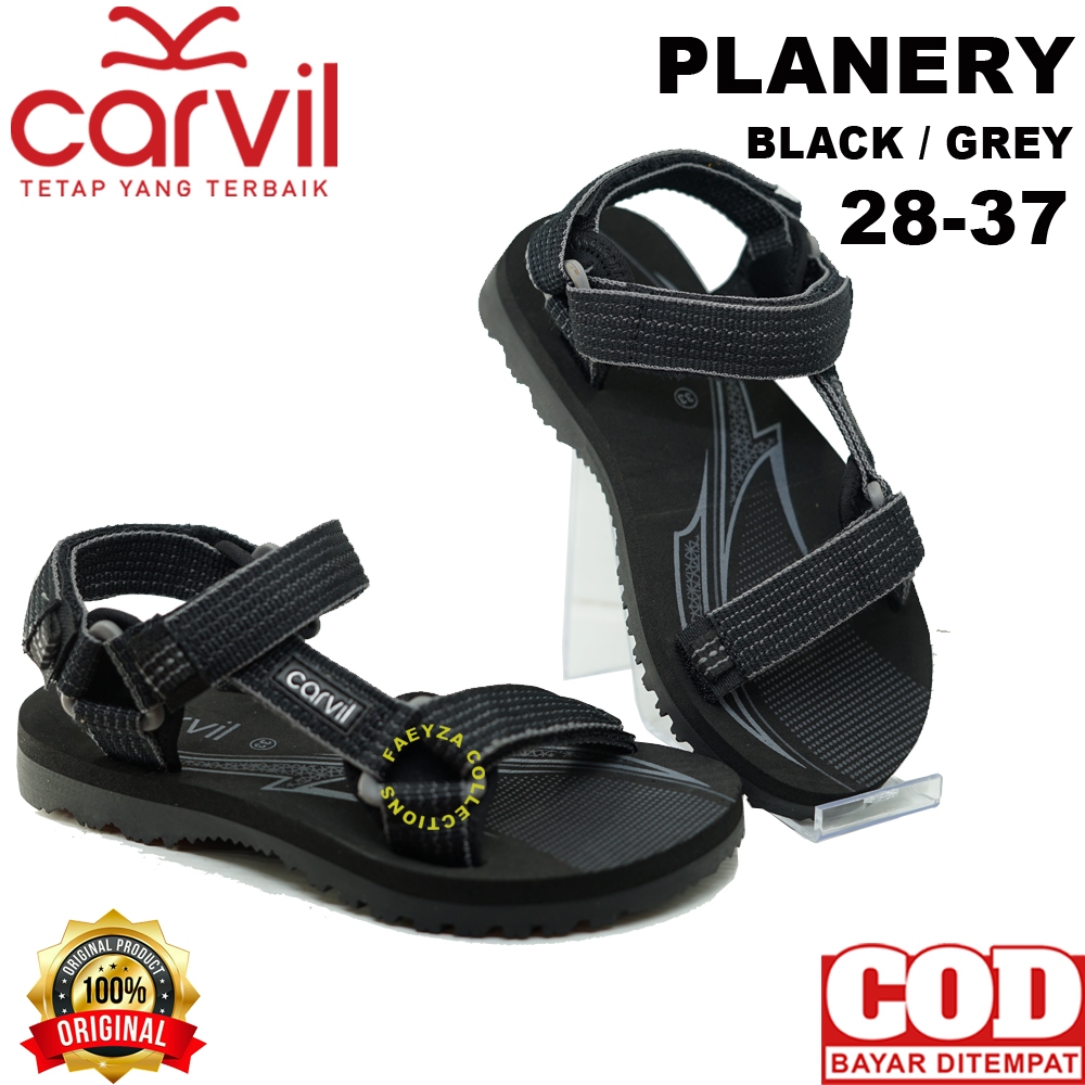 CARVIL PLANERY รองเท้าแตะ BLACK GREY สําหรับ BOYS AND GIRLS WATERPROOF CHILDRENS MOUNTAIN FLIP-FLOPS