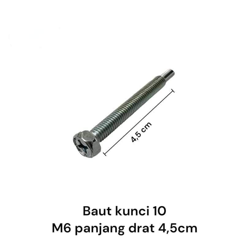 Bolt 10m6x45 Bolt CLEM FULL DRAT ความยาว 4.5 ซม. Bolt ORI DABEL HEX