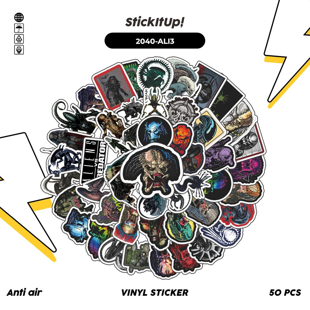 50 ชิ้นสติ๊กเกอร์แพ็ค MOVIE SERIES ALIEN VS PREDATOR CHAR MIX 03 น่ารักความงามไวนิลกันน้ําสําหรับ Fr