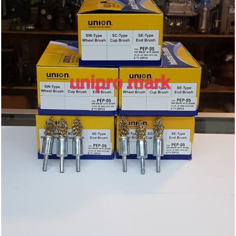 PIPE END BRUSH PEP-05/PEP05 เคลือบลวดสีเหลือง 16 MM-5/8 ใน UNION