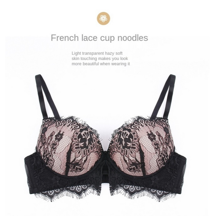 Hitam Bra BH PINK BLACK FRENCH LACE NAMIE AMURO JAPAN SERIES นําเข้า