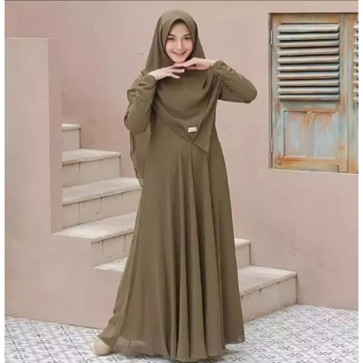 Kaisha_fashion GAMIS SYARI JILBAB ชุด 2 ชั้น BUSUI POLOS MAXI PARTY DRESS ใหม่ล่าสุดคุณภาพ
