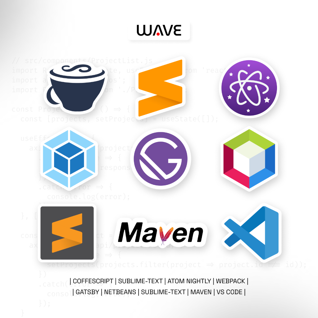 สติ๊กเกอร์ตัด Vinyl IT Programming Waterproof - Sublime/Code/Atom/WebPack/NetBeans Unit