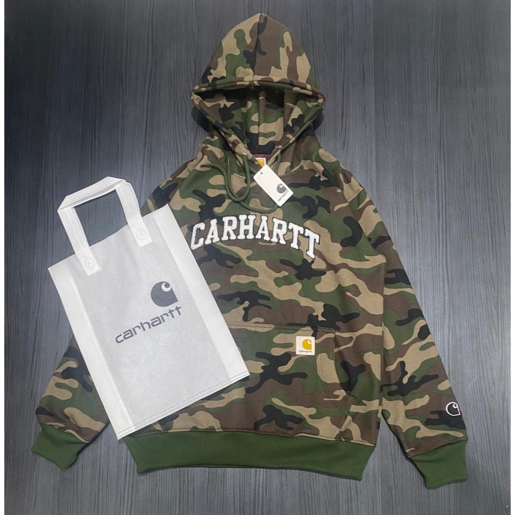 CARHARTT คาร์ฮาร์ต ผ้าขนหนูปักลายเสื้อกันหนาวมีฮู้ด