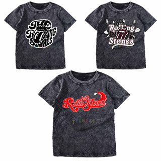 (ฟรีชื่อ) Washed Music group เสื้อยืดลําลอง แขนสั้น พิมพ์ลาย "THE ROLLING STONES" พรีเมี่ยม สําหรับผู้ชาย 24s