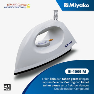 Setrika Miyako EI1009MWH - Putih - 395 watt - anti lengket