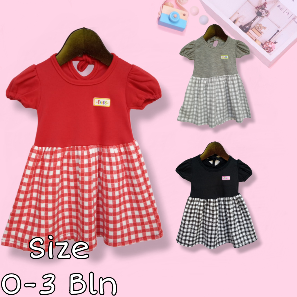 MERAH [0-3 MONTHS] RED GREY BLACK MONOCHROME BABY DRESS NEWBORN BABY CLOTHES 0 1 2 3 MONTHS MONTHS M