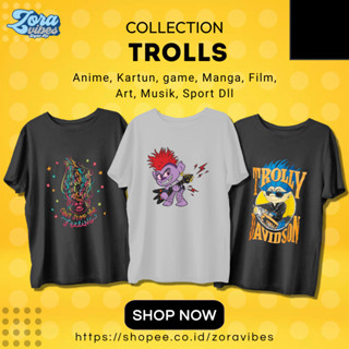 Dreamworks Trolls เสื้อยืดลําลอง แฟชั่นสําหรับเด็กผู้ชาย ผู้หญิง แขนสั้น พิมพ์ลาย All Troll Friends