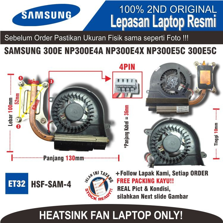 ET32 HSF-SAM-4 ฮีทซิงค์ SAMSUNG 300E NP300E4A NP300E4X NP300E5C 300E5C
