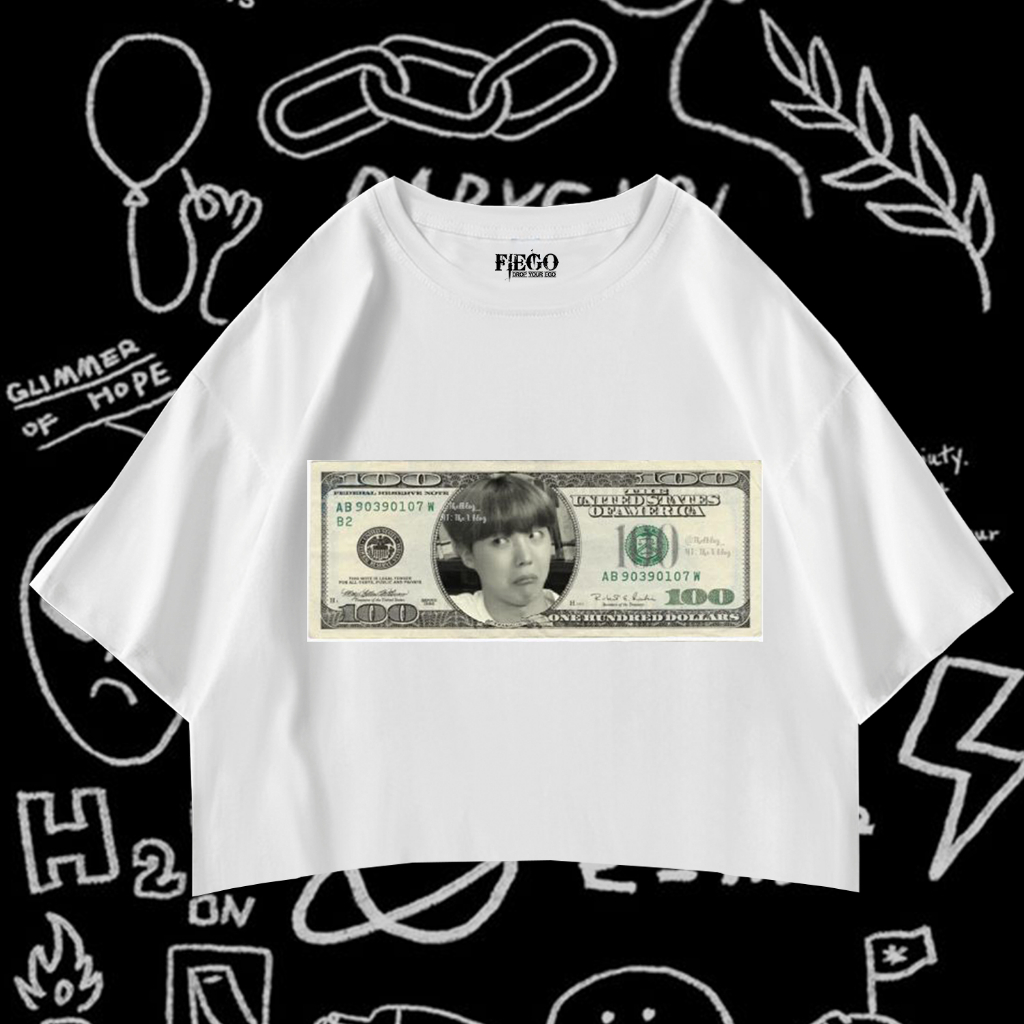 Fiego "BTS MONEY 1" | เสื้อครอปพรีเมี่ยมครบไซส์ | ครอปขาว | เสื้อครอป | เสื้อครอป BTS | ทีขาว | เสื้