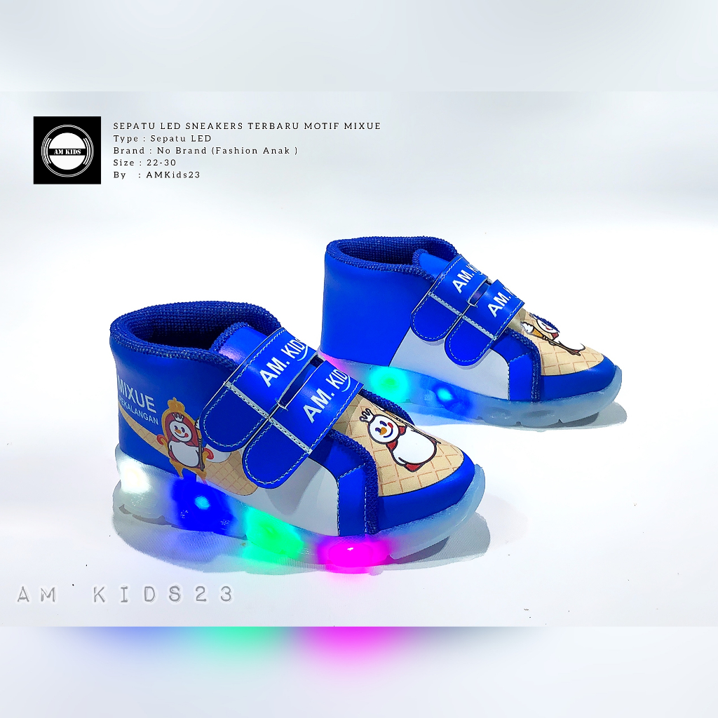 NEW - รองเท้าเด็กผู้ชาย/เด็กผู้หญิงมีไฟ LED ที่พื้นรองเท้าพร้อม virral MIXUE motif