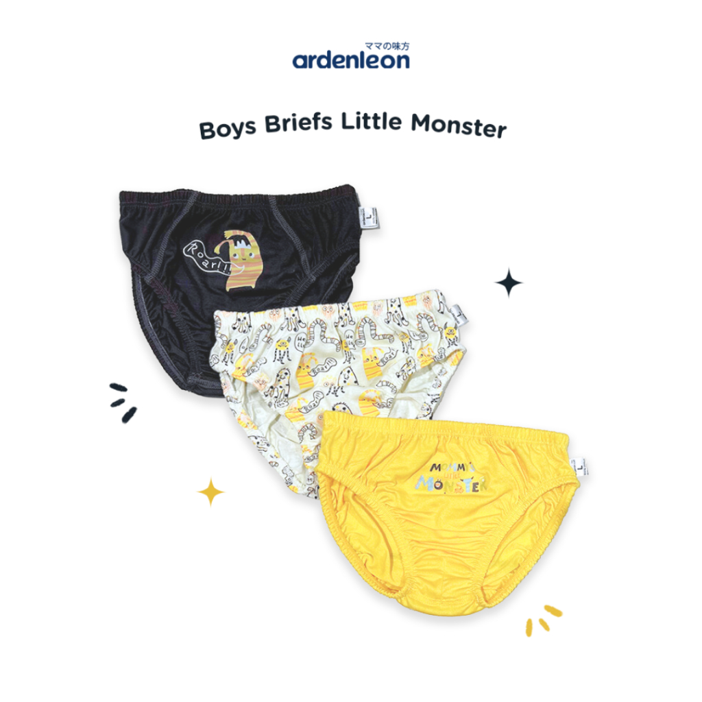Ardenleon Boys Underwear Boys Briefs Little Monster (3 ชิ้น)