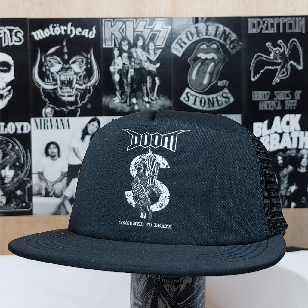 Doom Band Punk Net Snapback Hat/Snapback Trucker Hat - Doom Band Punk Hat โลโก้ล่าสุด PREMIUM
