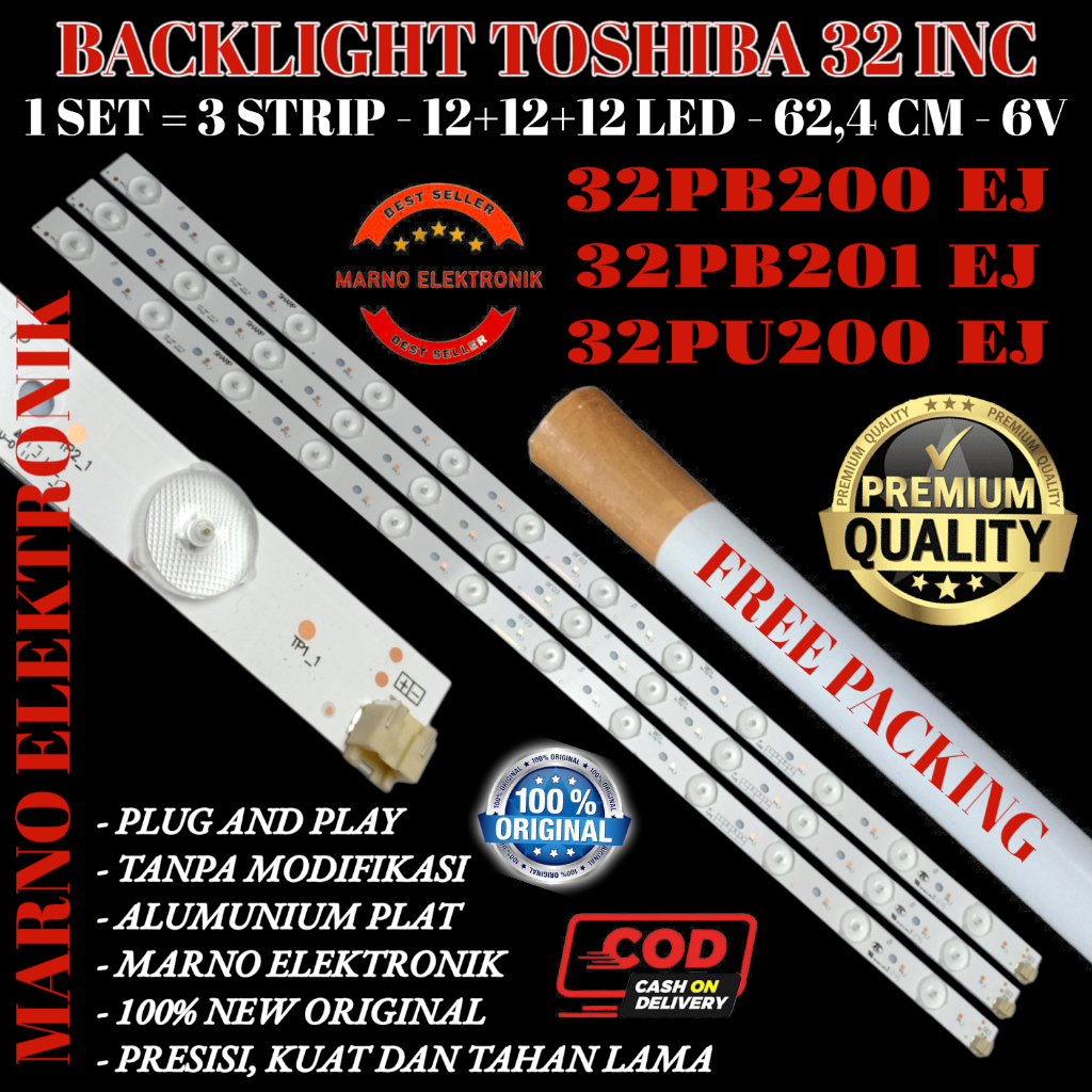 TOSHIBA BACKLIGHT 32 INC 32PB200 32PB201 32PU200 EJ 32PB200EJ 32PB201EJ 32PU200EJ BL LAMP 6V 12LED