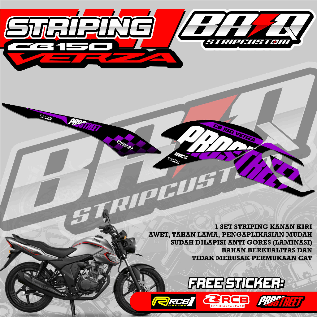CB 150 VERZA STRIPING STICKER - CB 150 VERZA PREMIUM PROSTREET 02 STRIPING