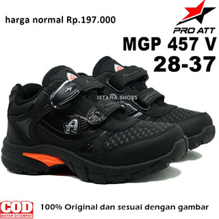 SEPATU PRO ATT MGP 457 V MAGNET, SEPATU SEKOLAH ANAK LAKI LAKI PEREMPUAN COWOK CEWEK PAUD TK SD SMP HITAM PEREKAT