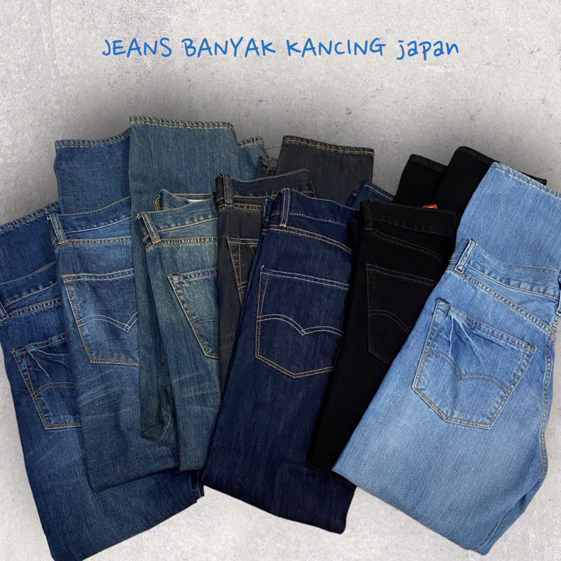 JPN MANY BUTTONS LONG JEANS / ผู้ชาย TROUSERS 5O1 jpn