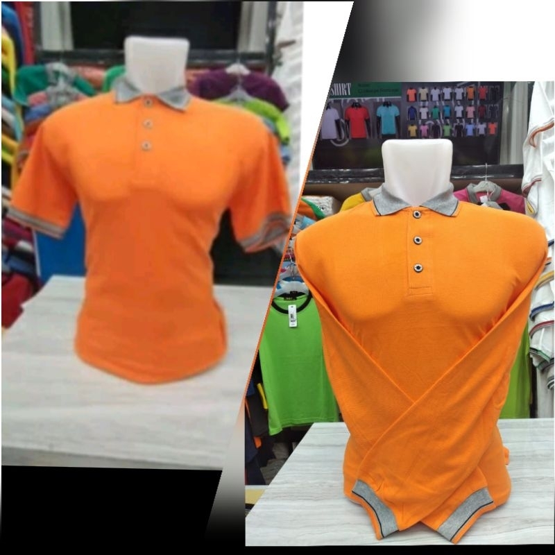 เสื้อเชิ้ตคอปกโปโล คาบู สีส้ม พรีเมี่ยม ยี่ห้อ 607 prama
