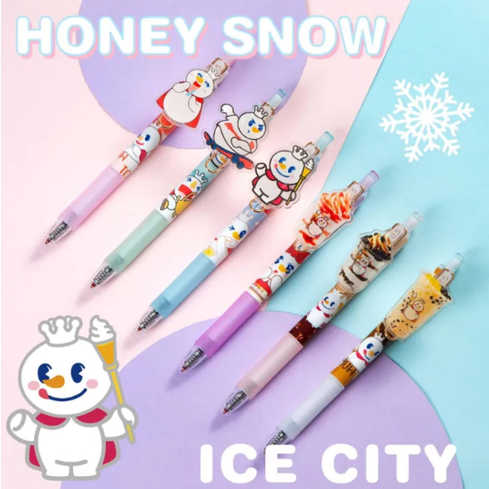 ปากกาเจล MIXUE BALLPOINT SNOWMAN PEN ตุ๊กตาหิมะ PEN ไอศกรีมแบบเครื่องกล ปากกาน่ารัก ของขวัญ