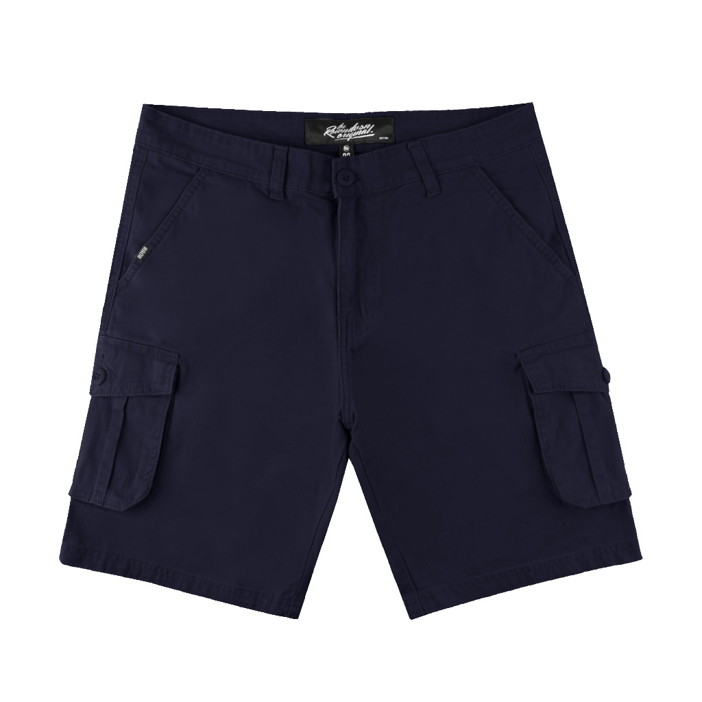 หมูป่าสั้นกองแถว || กางเกงขาสั้นคาร์โก้สีกรมท่า Wrigley