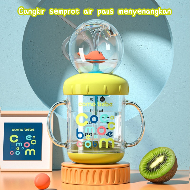 Sopt COMOBEBE ขวดน้ําพุ ลายปลาโลมา 350 มล. ไร้ BPA