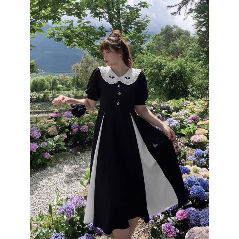 Ww.coid ゚ 777 เดรส Midi โมเดิร์นคอปกจีบ S-2XL